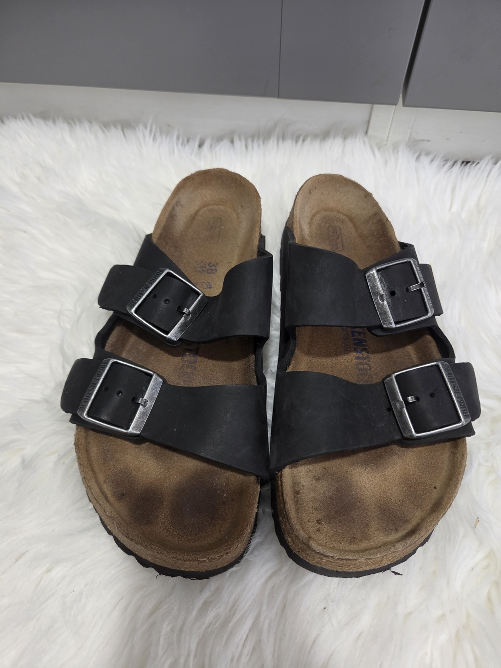 Birkestock Black Double-Buckle Slide Sandals